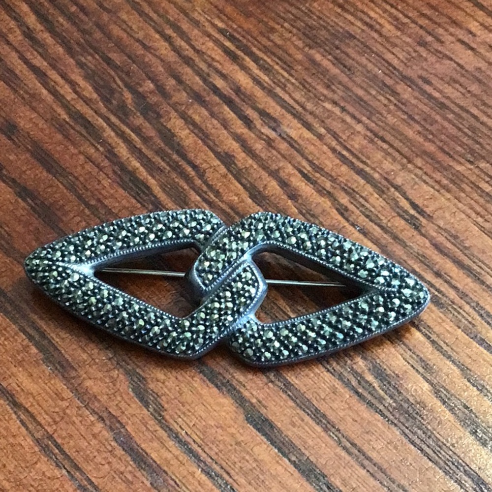 Huge Vintage Judith Jack Sterling +Marcasite Brooch.